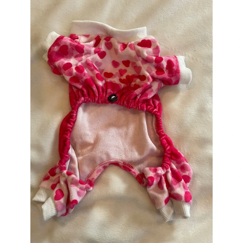 CuteBone Pink Heart Dog Pajamas XS Small Pet Pjs Fleece Sleepwear PJS